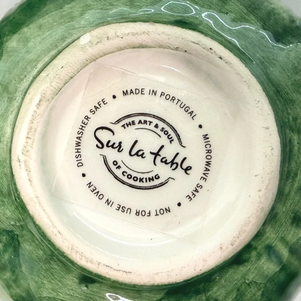 Vintage Sur La Table Artichoke Bowls Set of 4 Green Majolica Portugal Ceramic
